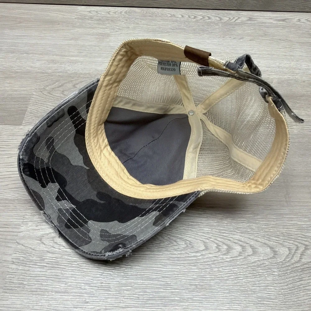 Down East Cotton Co. Distressed Camo Breathable Mesh Back Hat Unisex OSFM
